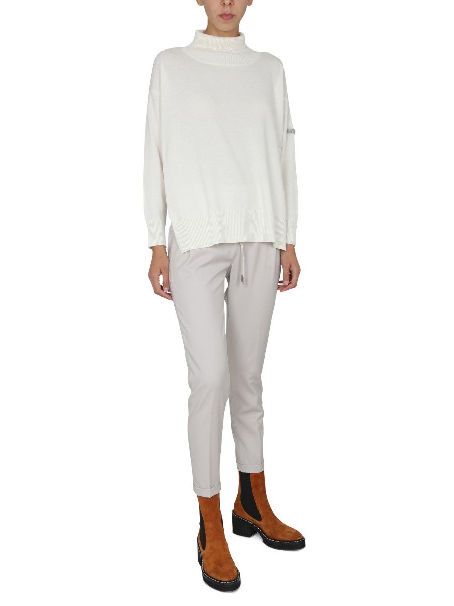 FABIANA FILIPPI PANTALONE IN LANA CON DETTAGLIO BRILLANTE