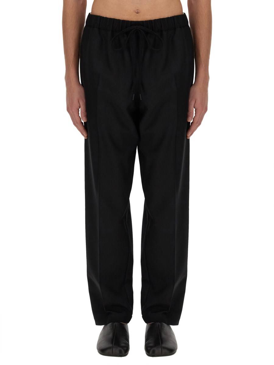 MM6 MAISON MARGIELA PANTALONE IN LANA CON GAMBA AFFUSOLATA