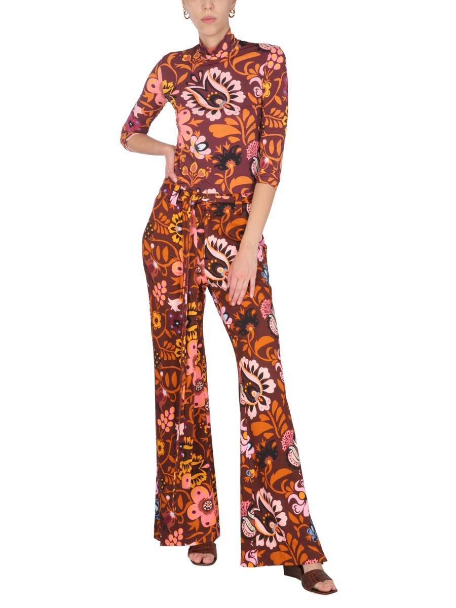 LA DOUBLEJ PANTALONE IN MAGLIA PUNTO MILANO CON STAMPA SELVA