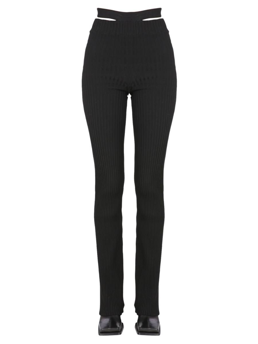ANDREADAMO PANTALONE IN MISTO VISCOSA A COSTE CON CINTURA CUT OUT