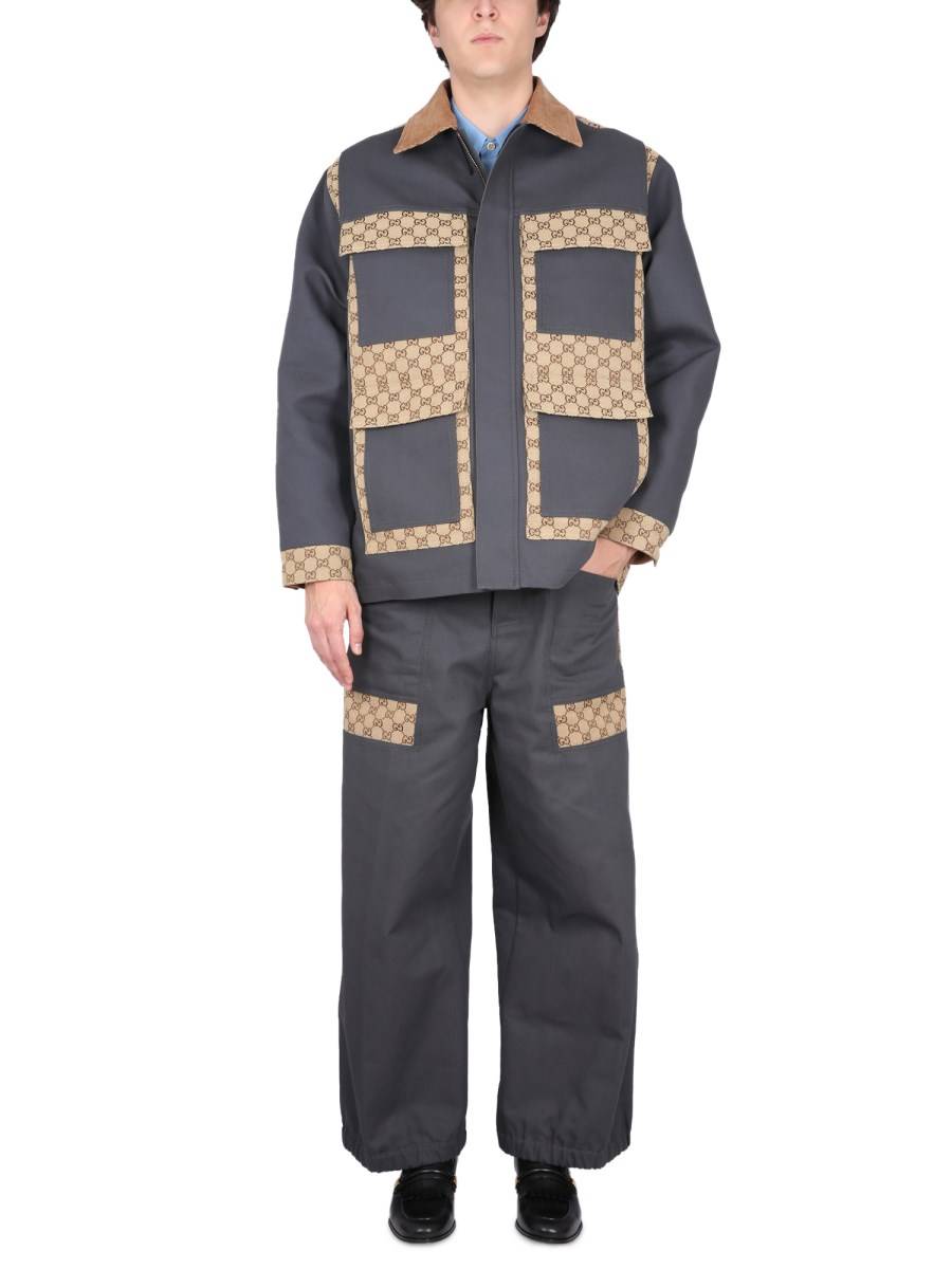 GUCCI PANTALONE IN TESSUTO DI COTONE CON INSERTI GG
