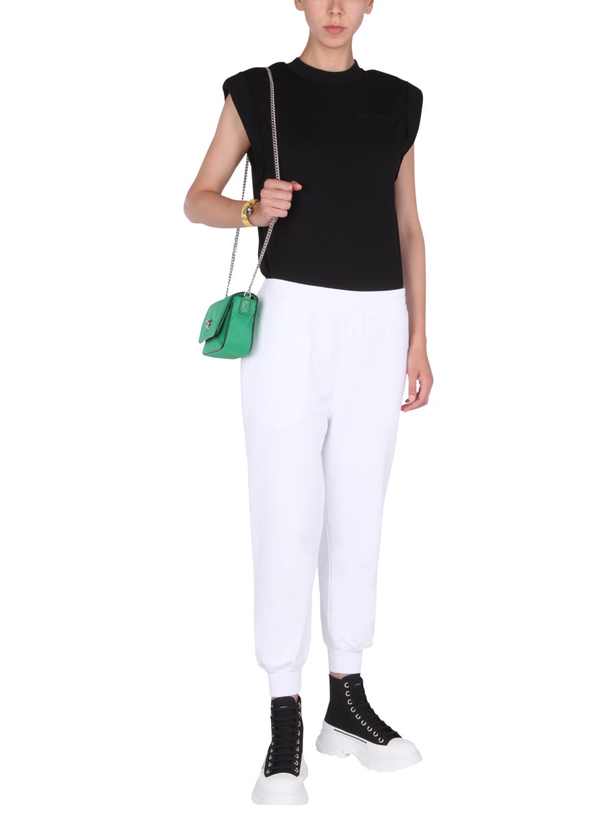 ALEXANDER McQUEEN PANTALONE JOGGING IN COTONE CON RICAMO LOGO