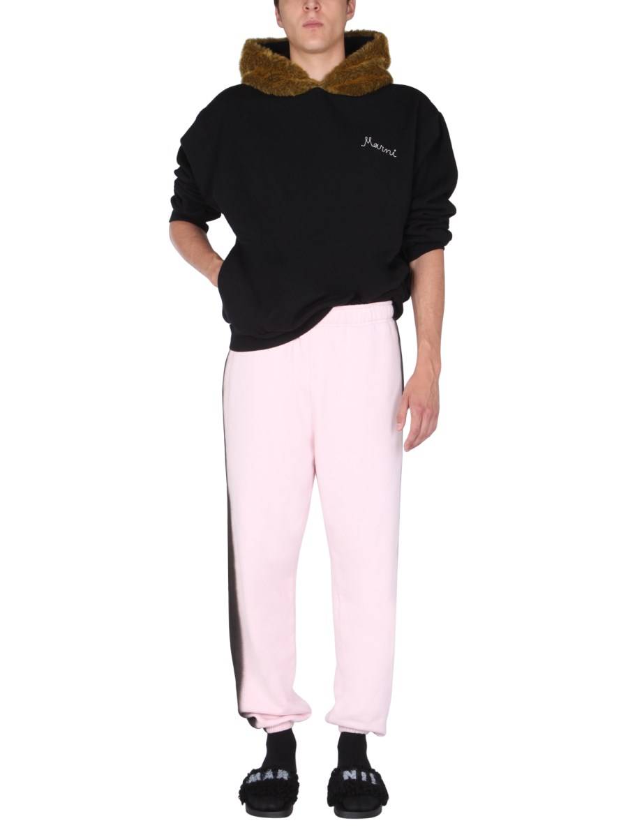 MARNI PANTALONE JOGGING IN FELPA DI COTONE CON DETTAGLI AEROGRAFATI