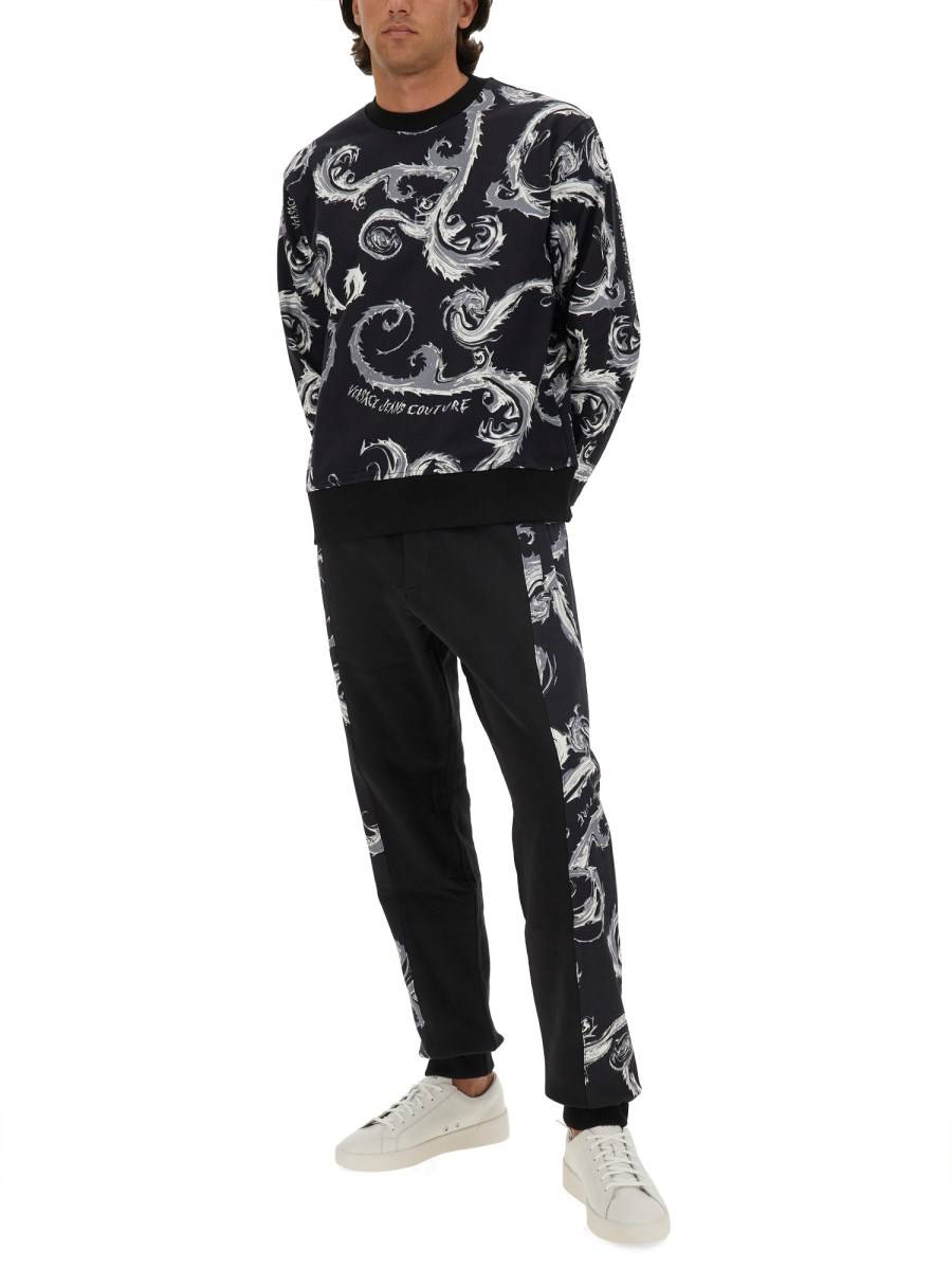 VERSACE JEANS COUTURE PANTALONE JOGGING IN FELPA DI COTONE CON LOGO