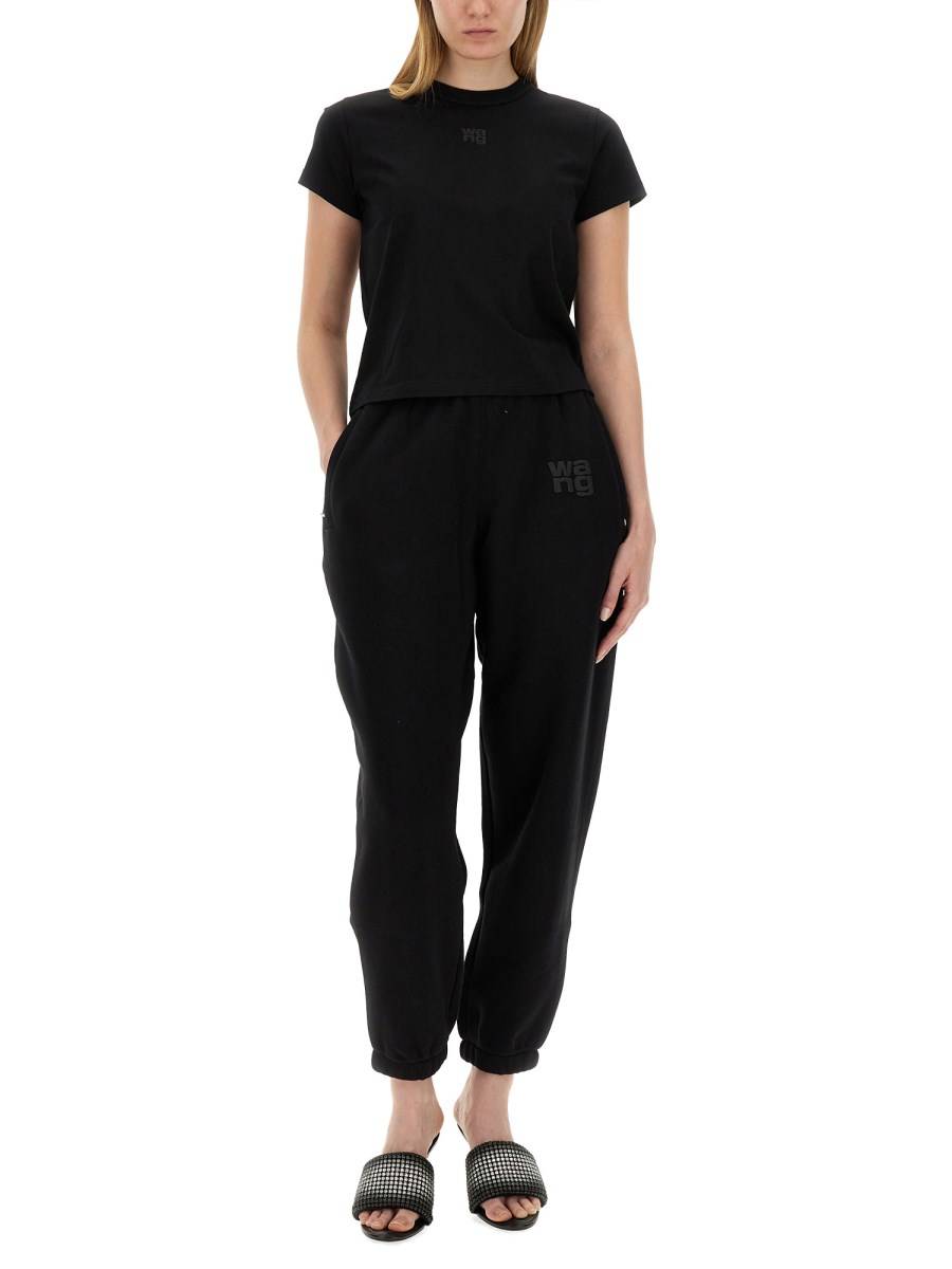 ALEXANDERWANG.T PANTALONE JOGGING IN FELPA DI COTONE CON LOGO