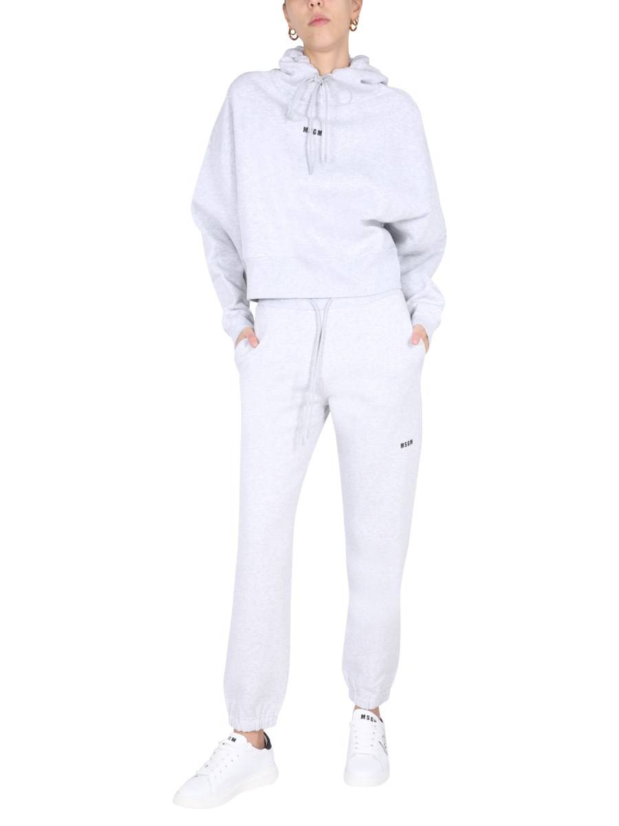 MSGM PANTALONE JOGGING IN FELPA DI COTONE CON STAMPA LOGO LETTERING