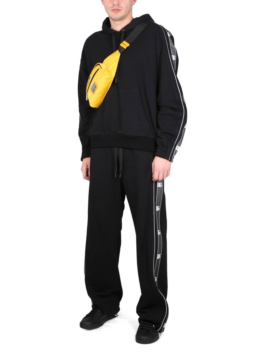 DOLCE & GABBANA PANTALONE JOGGING IN JERSEY DI COTONE CON BANDE LOGATE