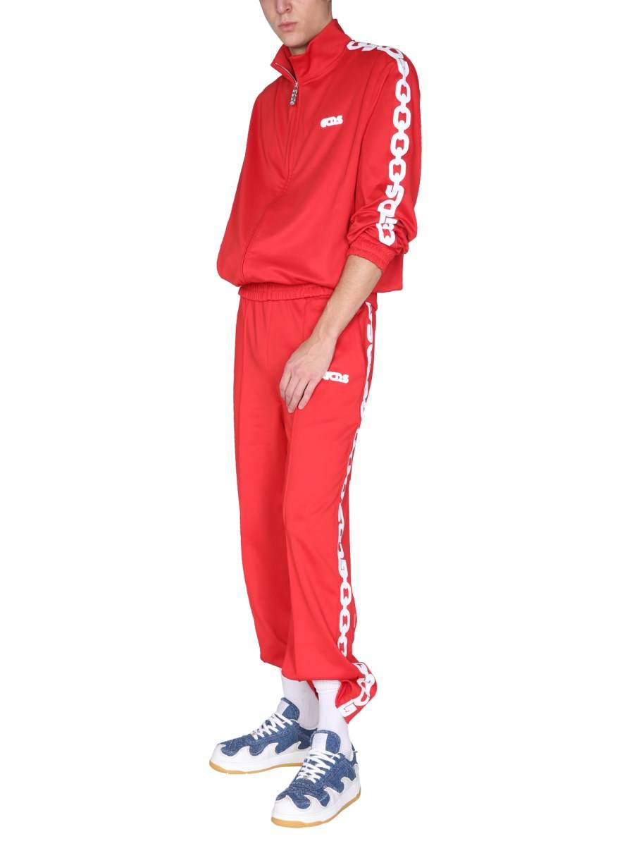 GCDS PANTALONE JOGGING IN TESSUTO TECNICO CON STAMPA "CHAIN"