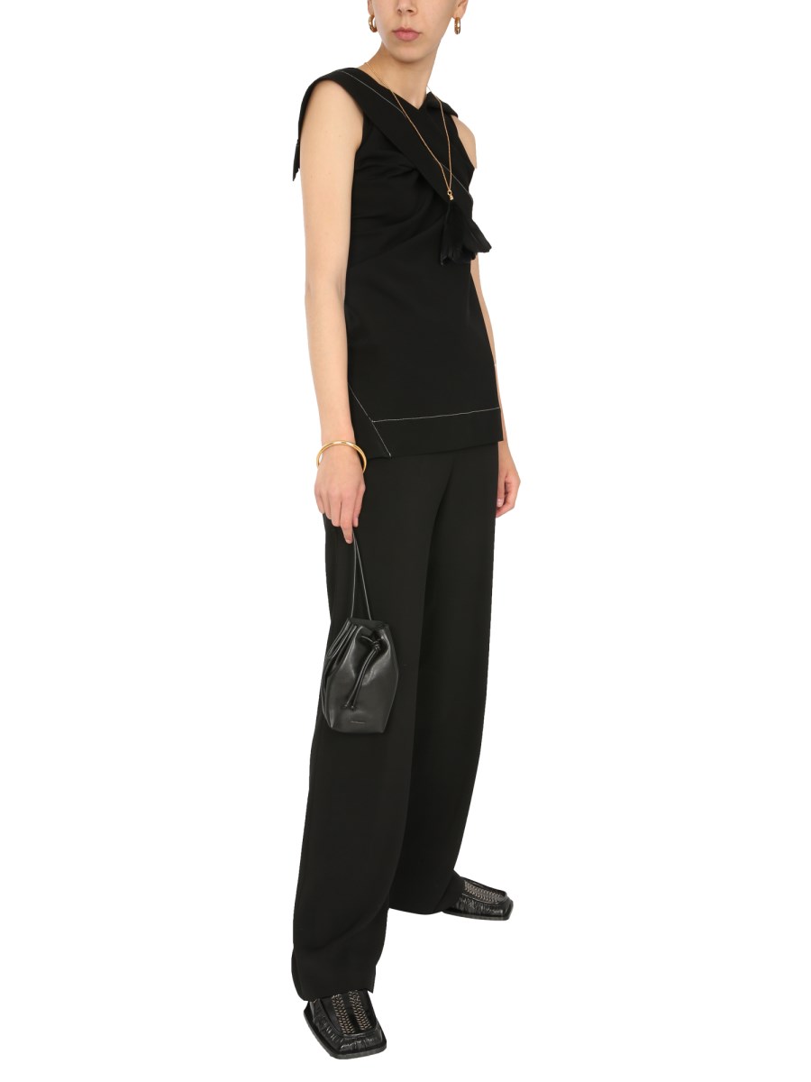 JIL SANDER PANTALONE PALAZZO STRETCH IN MISTO VISCOSA