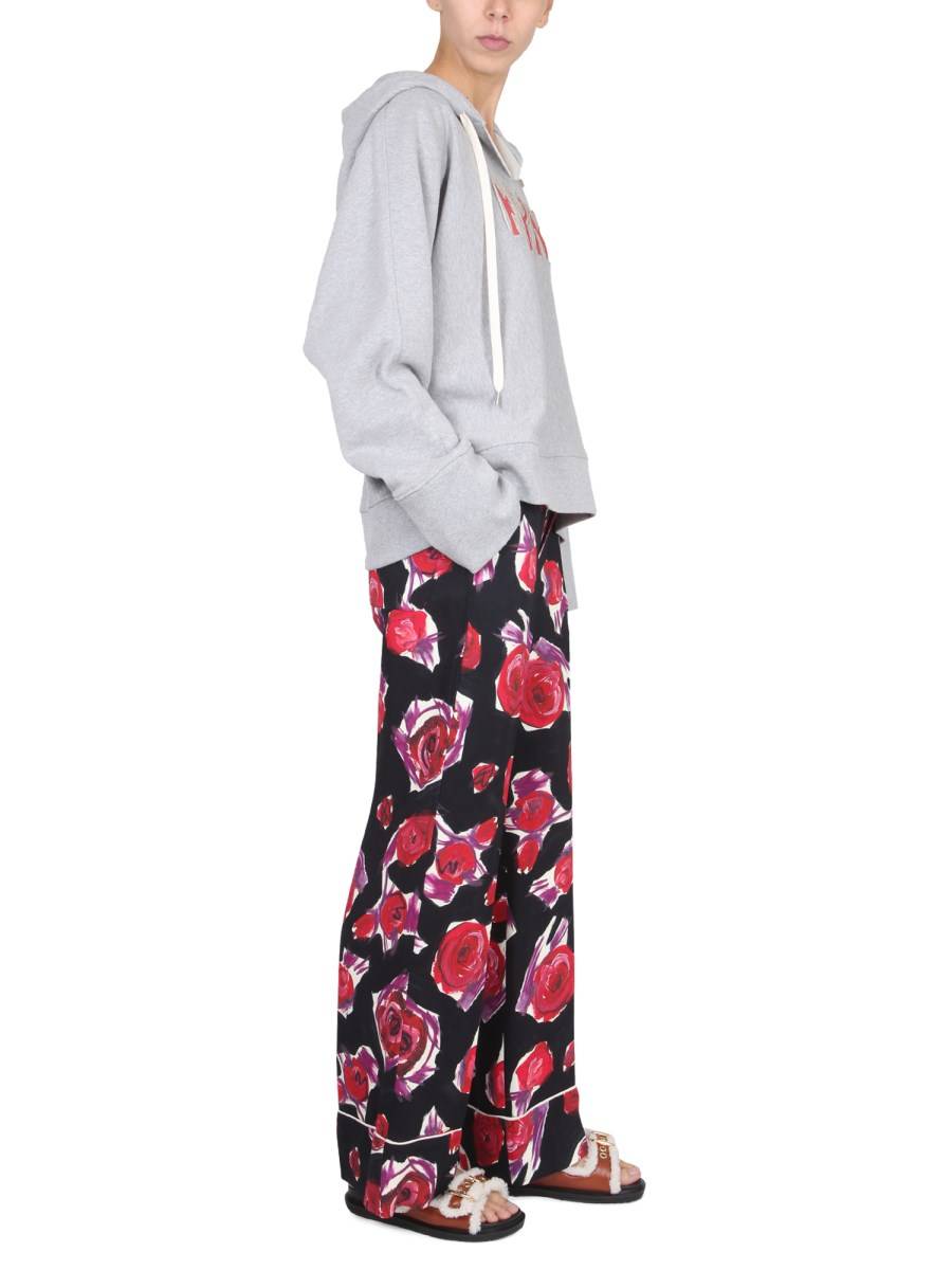 MARNI PANTALONE PIJIAMA IN VISCOSA RAYON CON MOTIVO FLOREALE