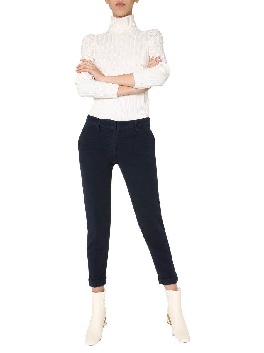 ASPESI PANTALONE SLIM FIT IN RASO DI COTONE STRETCH CON RISVOLTO