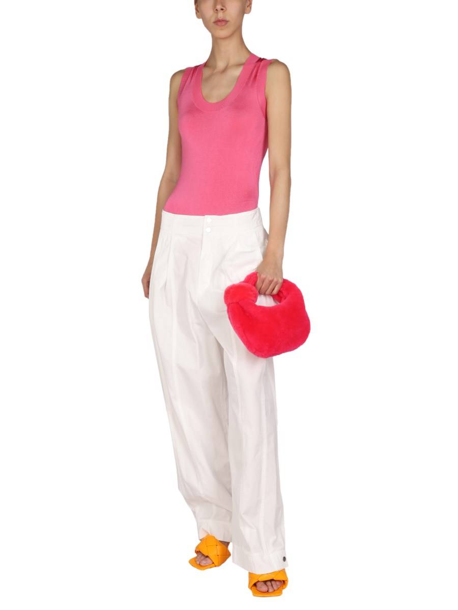 BOTTEGA VENETA PANTALONE WIDE LEG IN COTONE COMPATTO