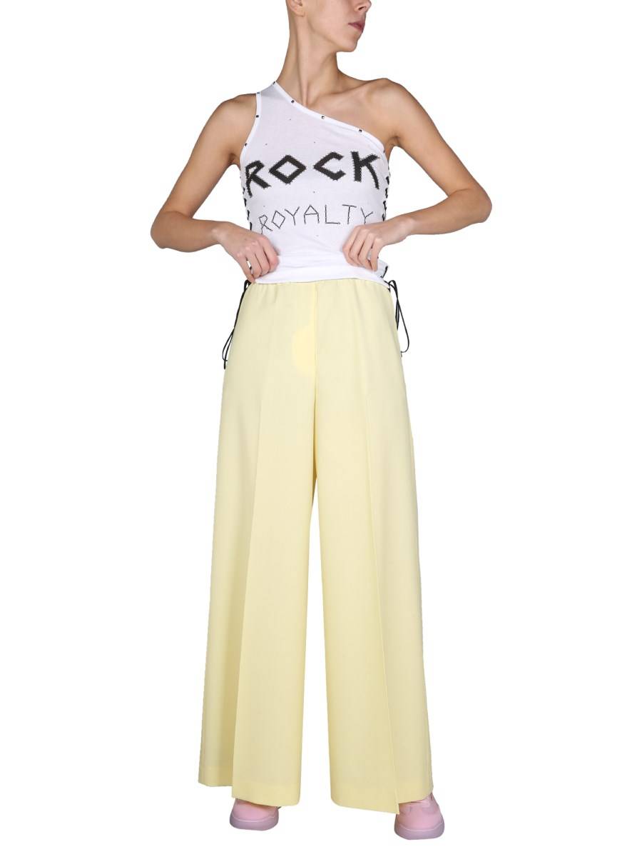 STELLA McCARTNEY PANTALONE WIDE LEG IN LANA CON BANDA LOGATA
