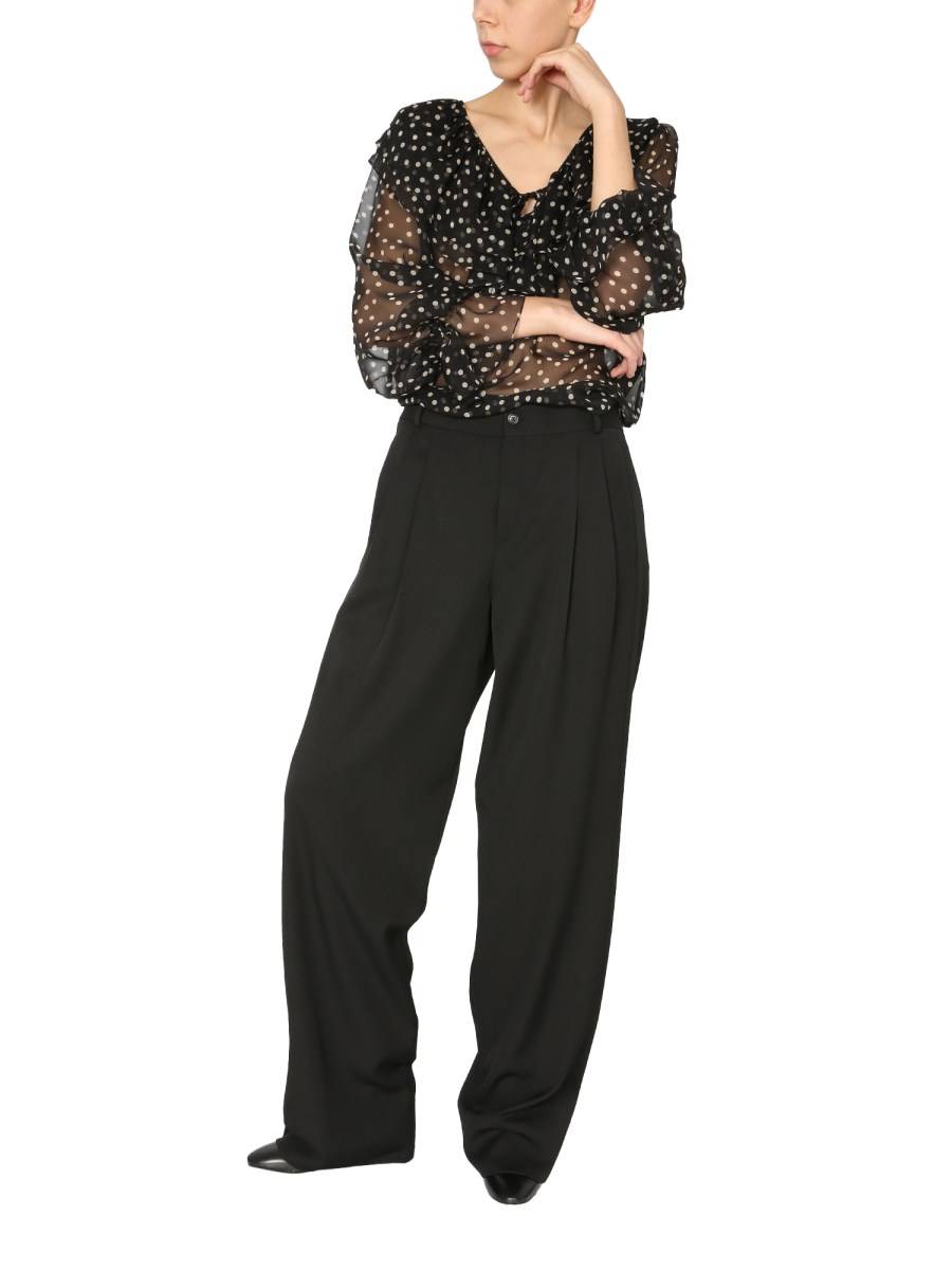 SAINT LAURENT PANTALONECON PIEGA IN GRAIN DE POUDRE