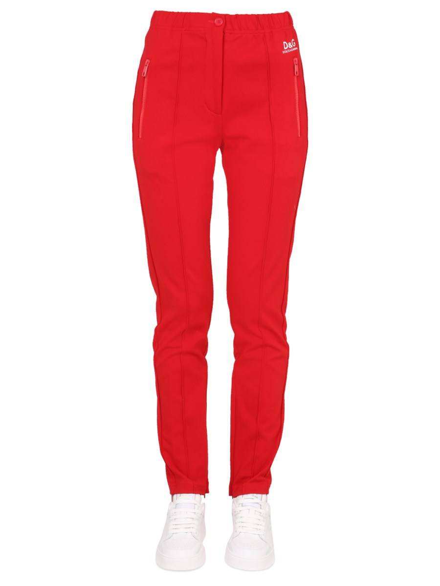 DOLCE & GABBANA PANTALONI IN PUNTO STOFFA CON STAMPA LOGO