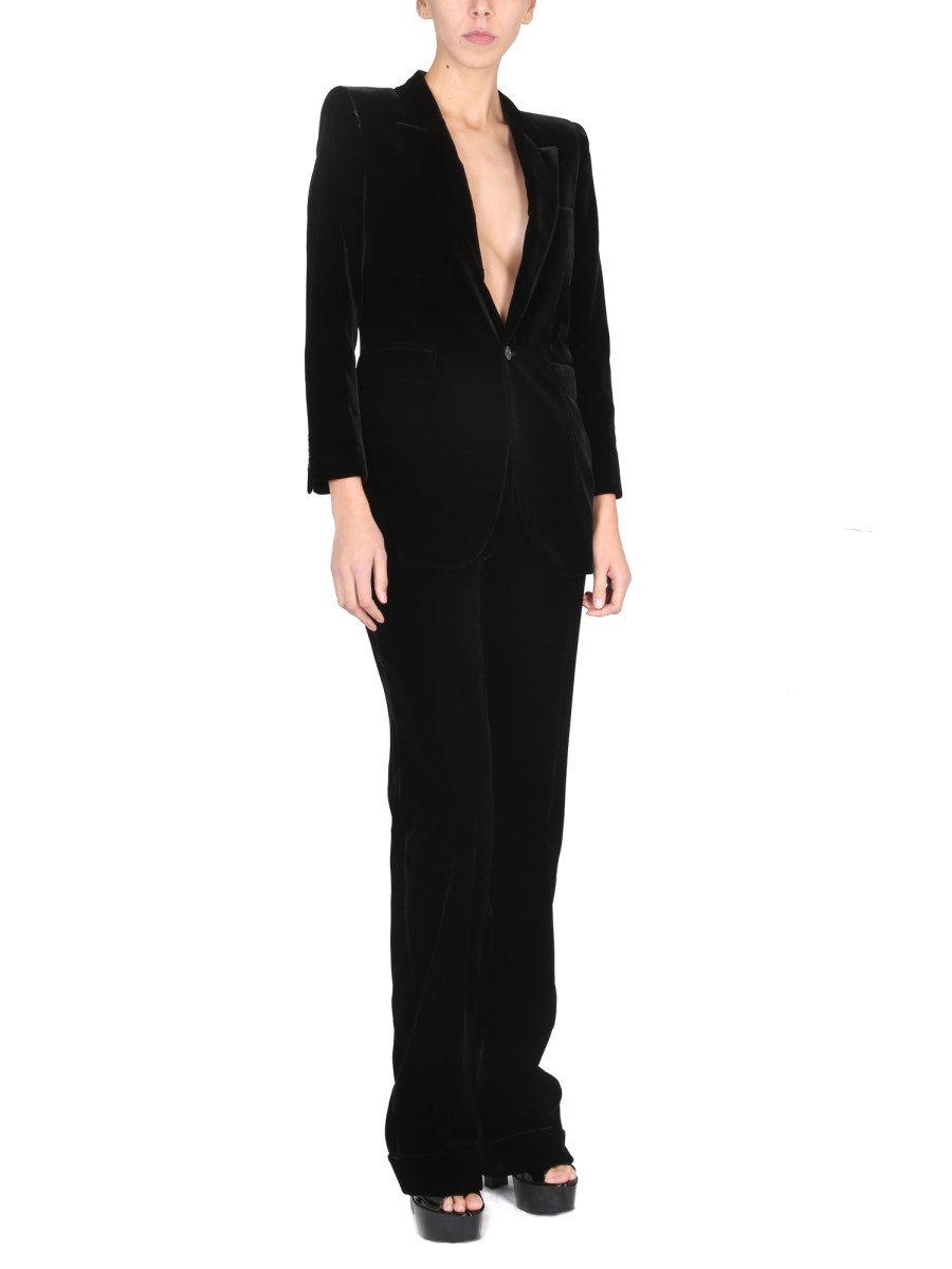 SAINT LAURENT PANTALONI SARTORIALI IN VELLUTO E CUPRO