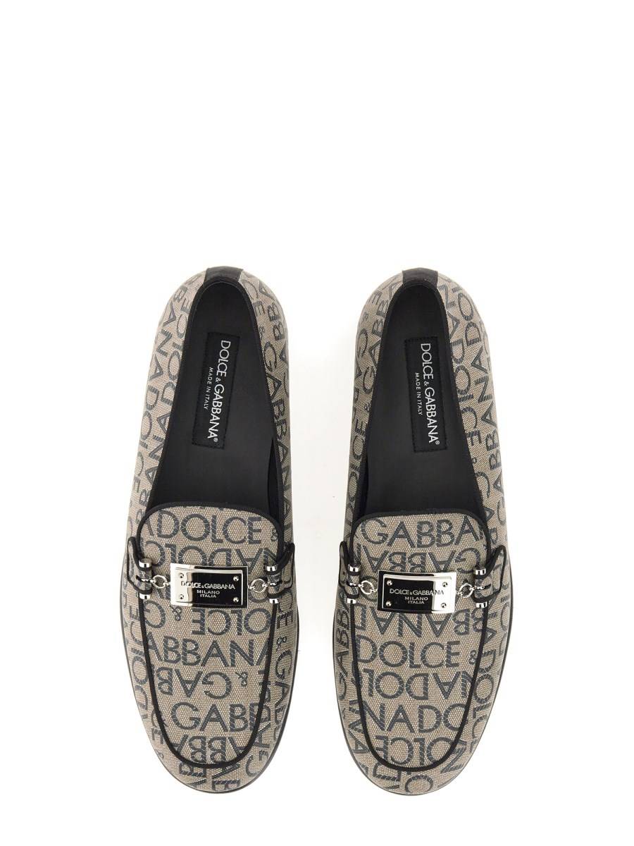 DOLCE & GABBANA PANTOFOLA IN JACQUARD CON ETICHETTA LOGO