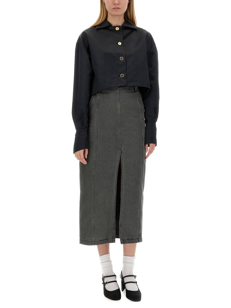 PATOU GIACCA CROPPED FIT IN RASO