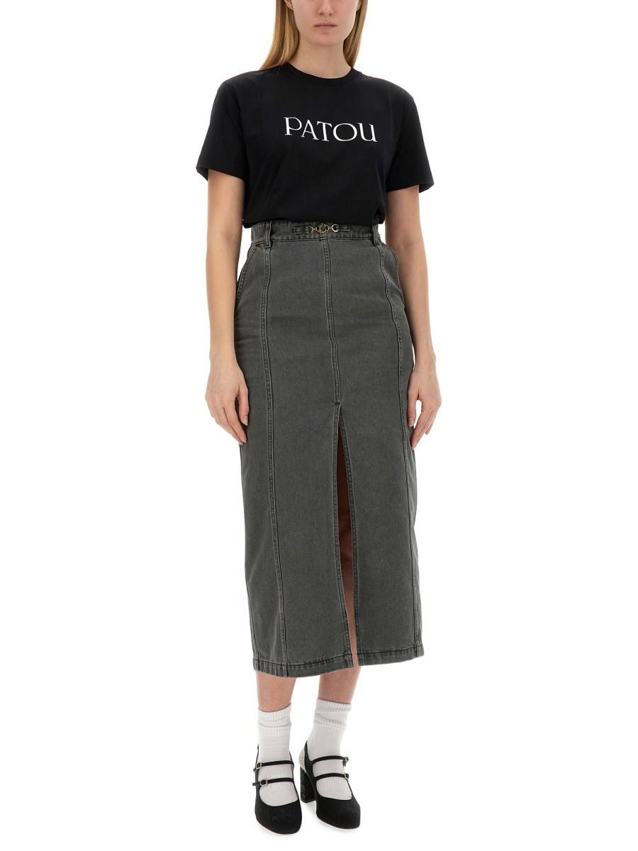 PATOU T-SHIRT IN JERSEY DI COTONE CON STAMPA LOGO