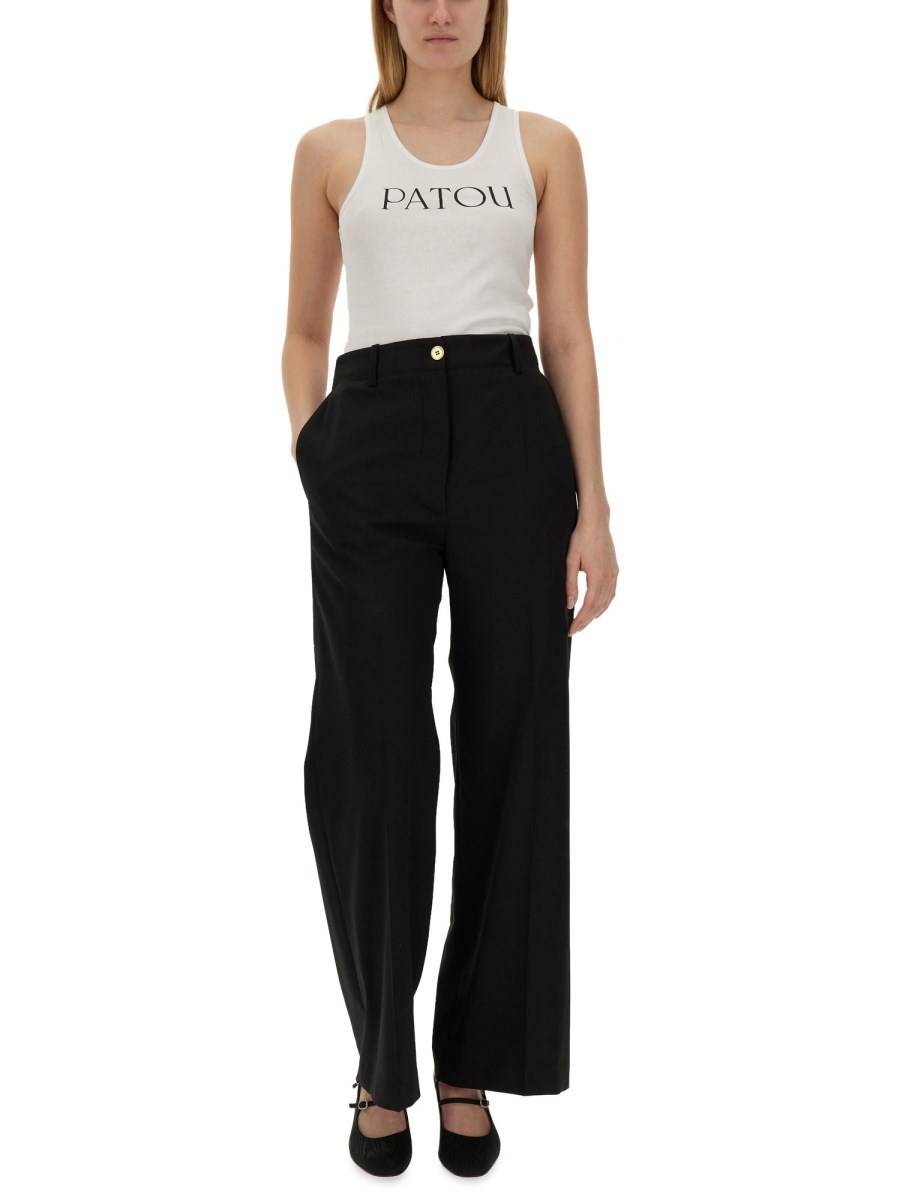 PATOU T-SHIRT IN JERSEY DI COTONE CON STAMPA LOGO