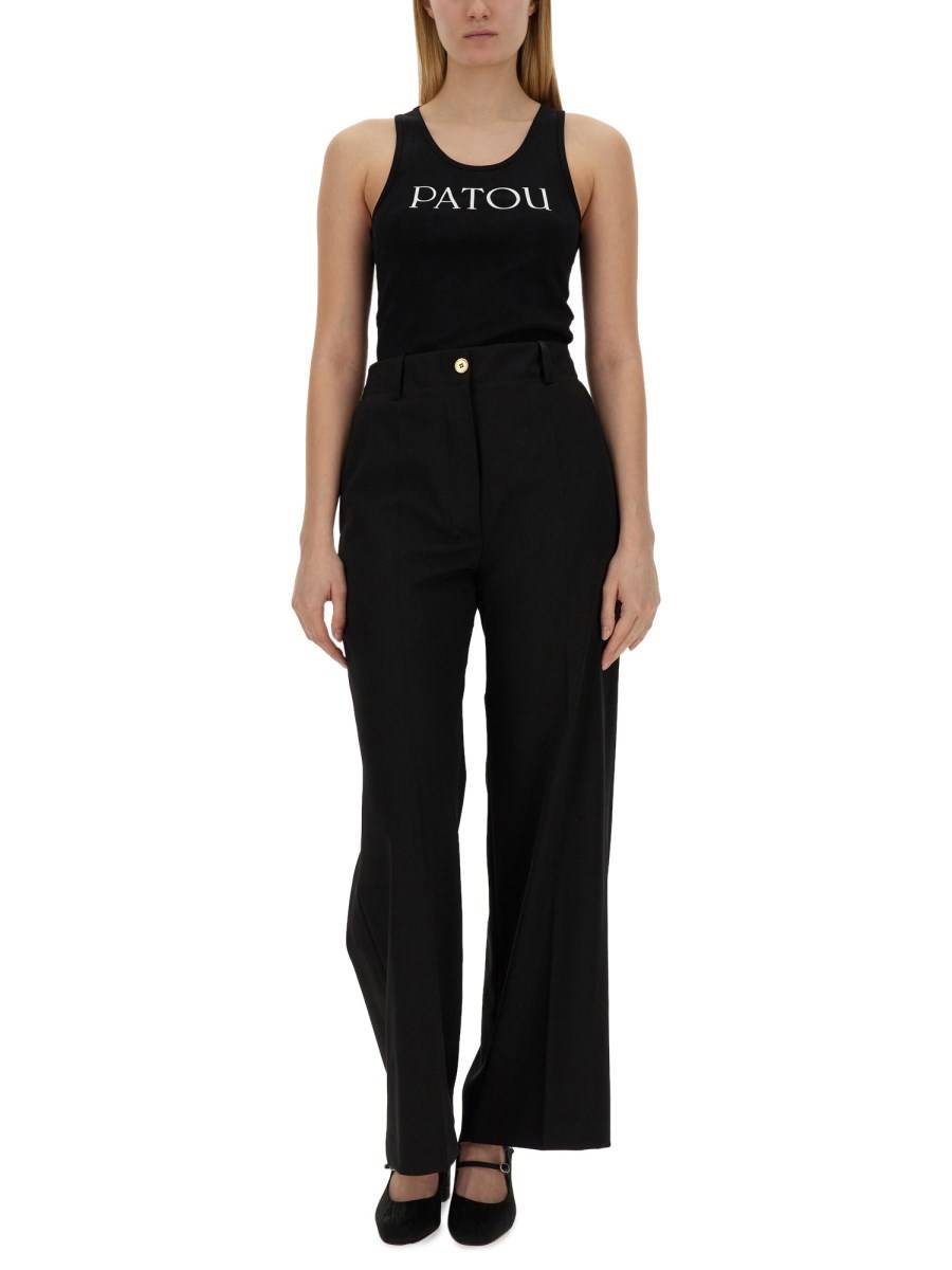 PATOU TOP IN JERSEY DI COTONE CON STAMPA LOGO
