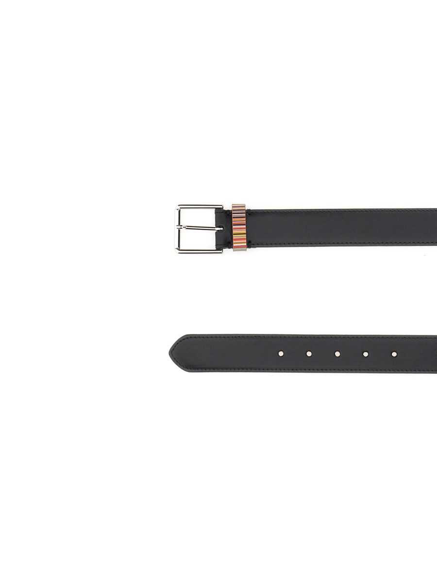 PAUL SMITH CINTURA IN PELLE CON PASSANTE A RIGHE