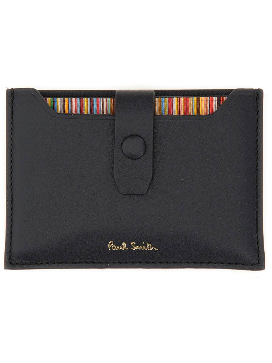 PAUL SMITH PORTA CARTE IN PELLE CON LOGO
