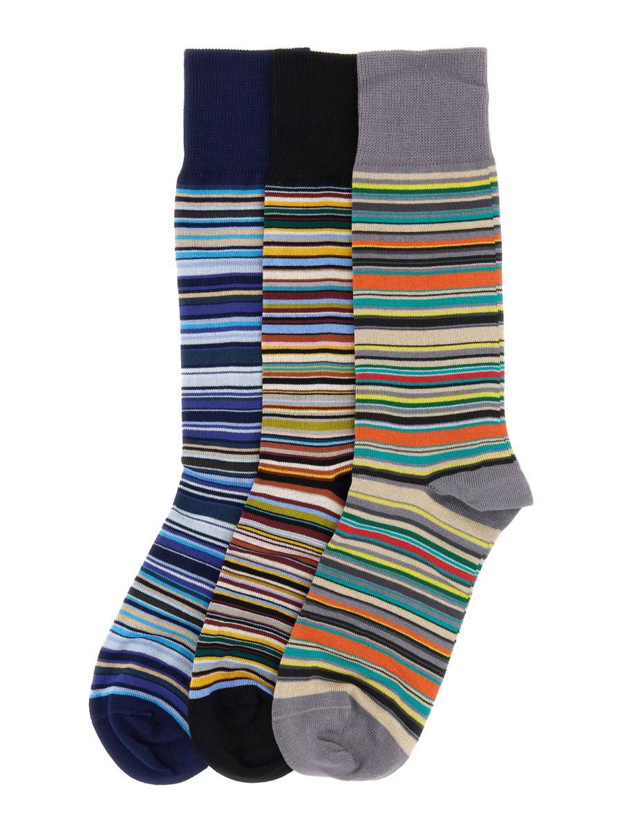 PAUL SMITH SET DA TRE CALZINI MULTICOLOR IN COTONE