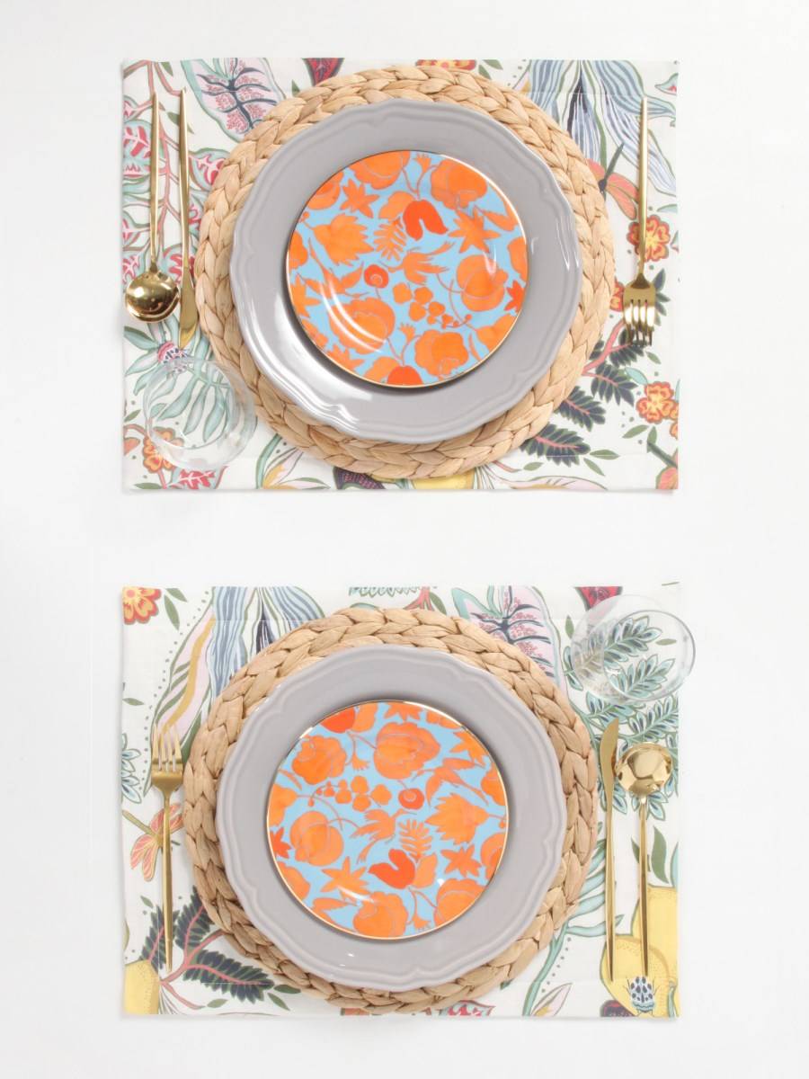 LA DOUBLEJ PIATTO DA DESSERT IN PORCELLANA CON STAMPA WILDBIRD SET DA DUE