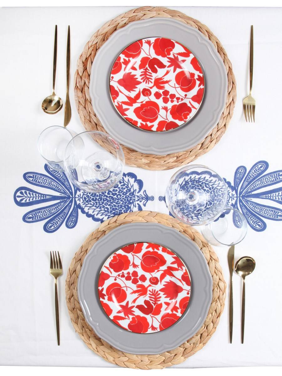 LA DOUBLEJ PIATTO DA DESSERT IN PORCELLANA CON STAMPA WILDBIRD SET DA DUE
