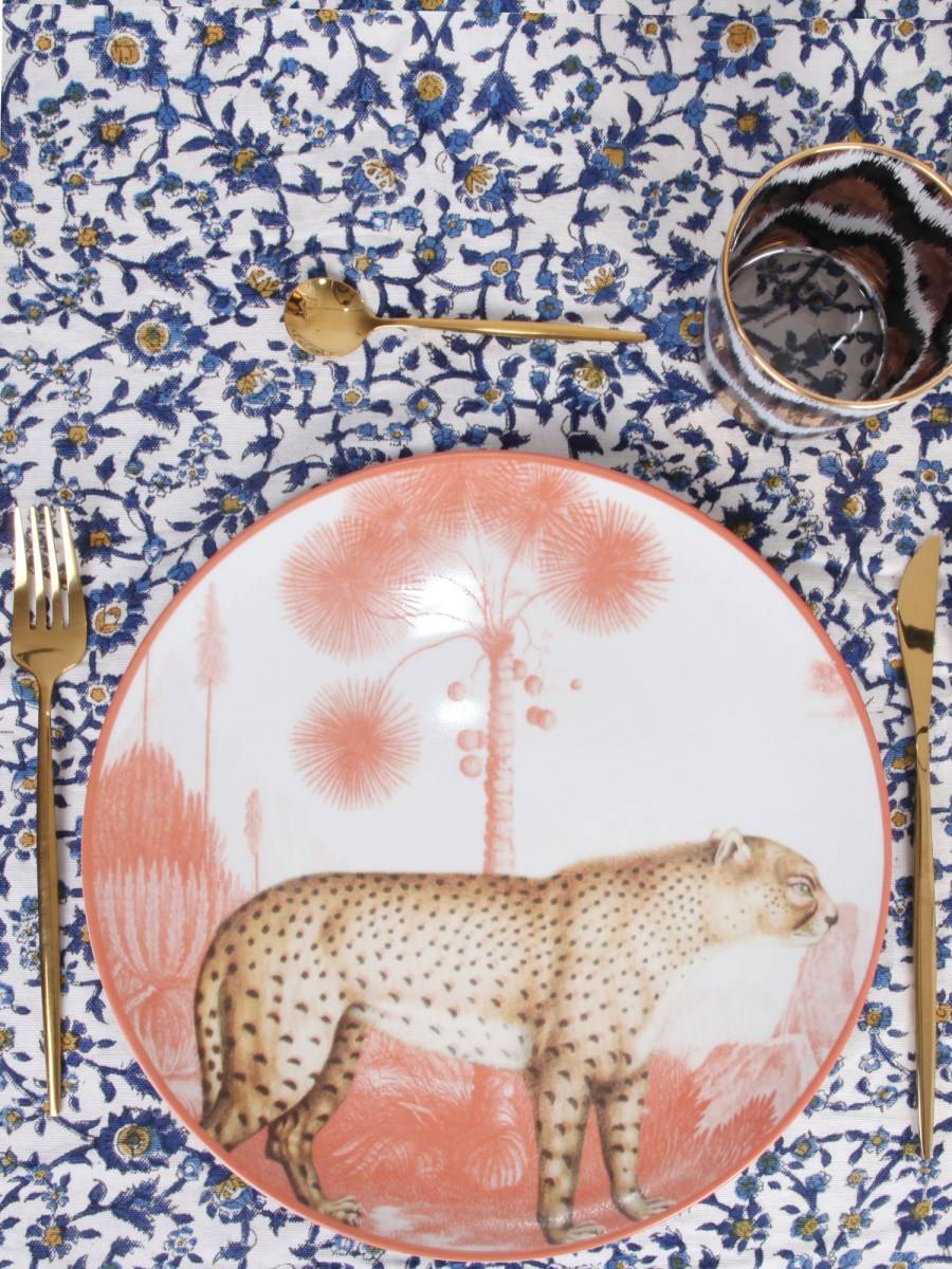 LES-OTTOMANS PIATTO IN CERAMICA CON STAMPA LA MENAGERIE OTTOMANE LEOPARD