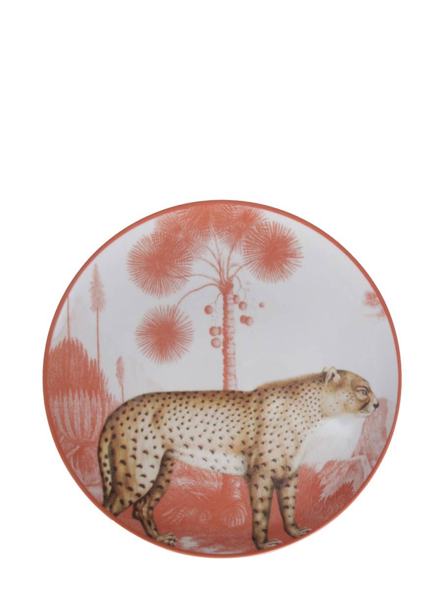 LES-OTTOMANS PIATTO IN CERAMICA CON STAMPA LA MENAGERIE OTTOMANE LEOPARD