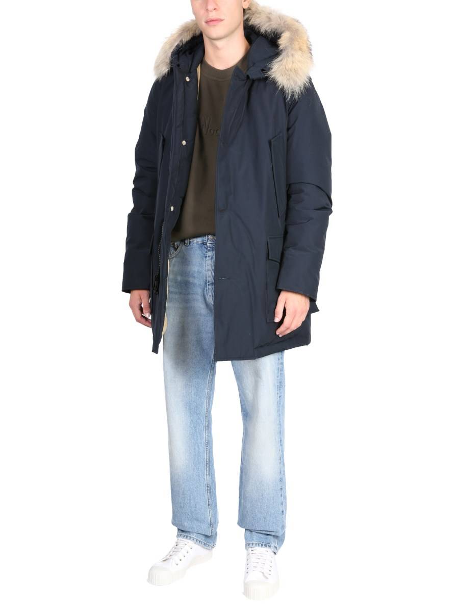 WOOLRICH PIUMINO ARCTIC CON CAPPUCCIO CORDATO DI PELLICCIA