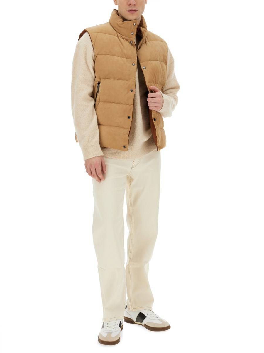 BOSS CAMEL PIUMINO SMANICATO REVERSIBILE IN PELLE NABUK E COTONE