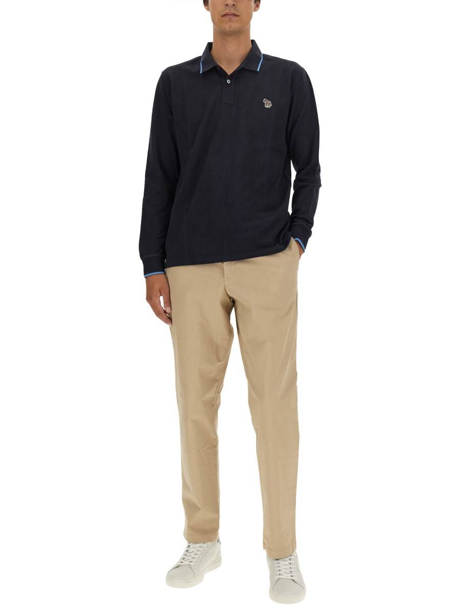 PS BY PAUL SMITH POLO IN PIQUE DI COTONE CON PATCH ZEBRA