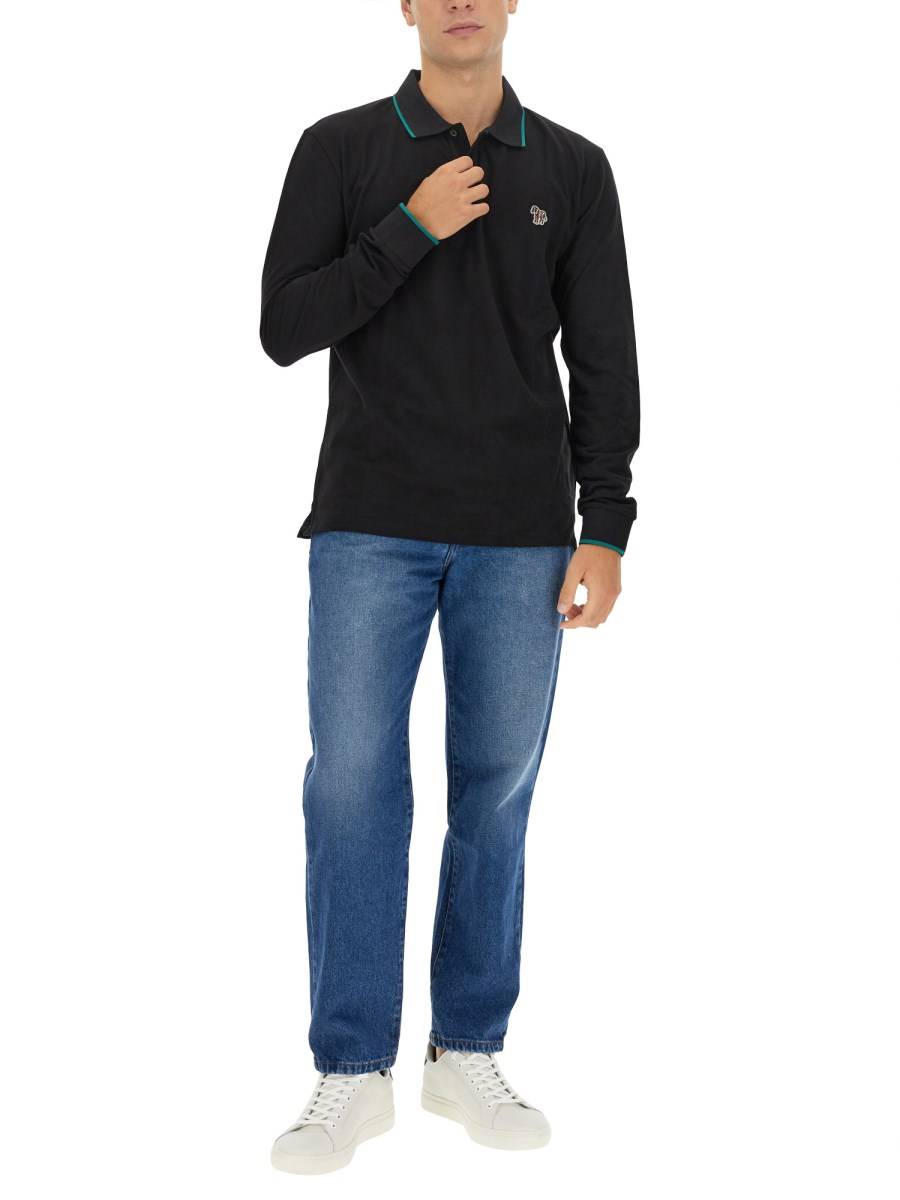 PS BY PAUL SMITH POLO IN PIQUE DI COTONE CON PATCH ZEBRA