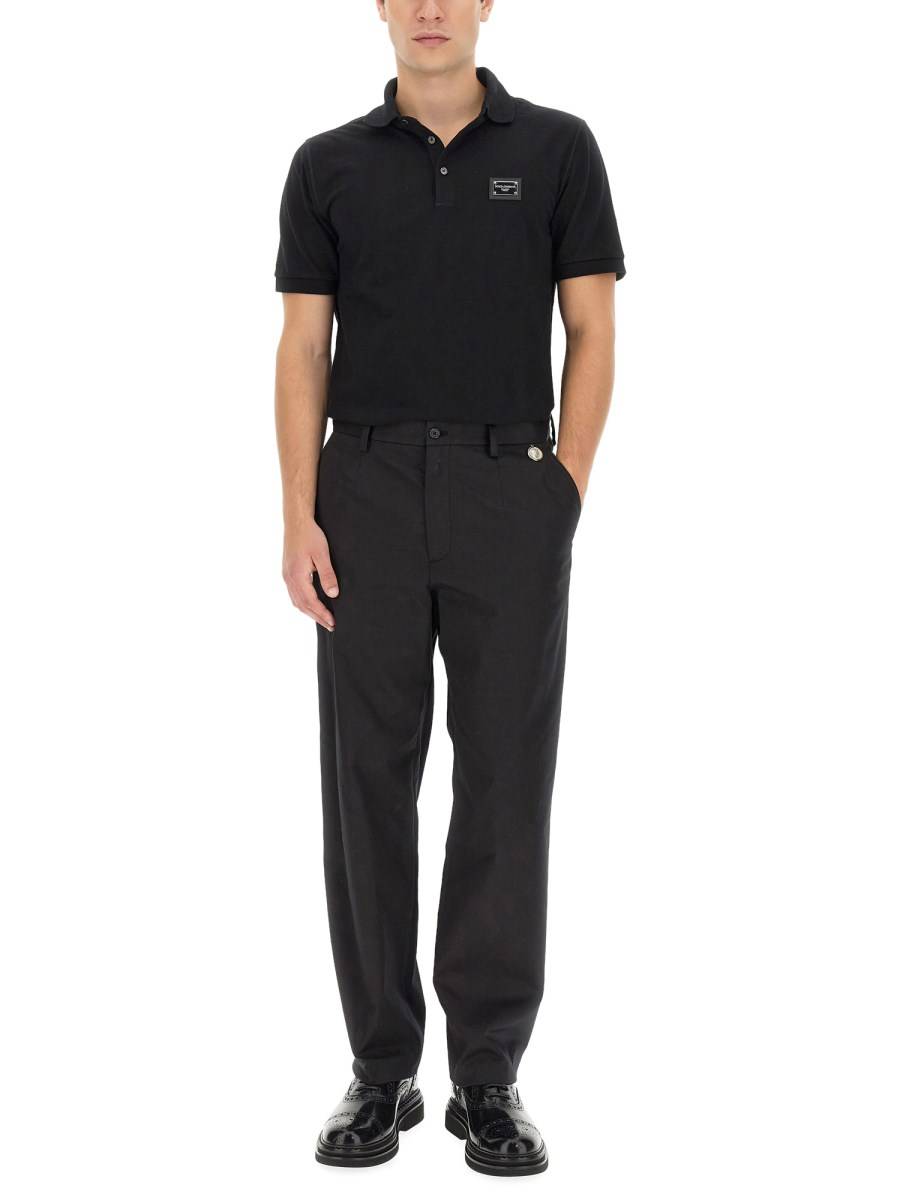 DOLCE & GABBANA POLO IN PIQUE DI COTONE CON PLACCA LOGO