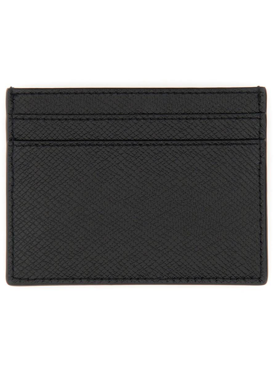 SAINT LAURENT PORTA CARTE DI CREDITO CON LOGO IN PELLE TEXTURE