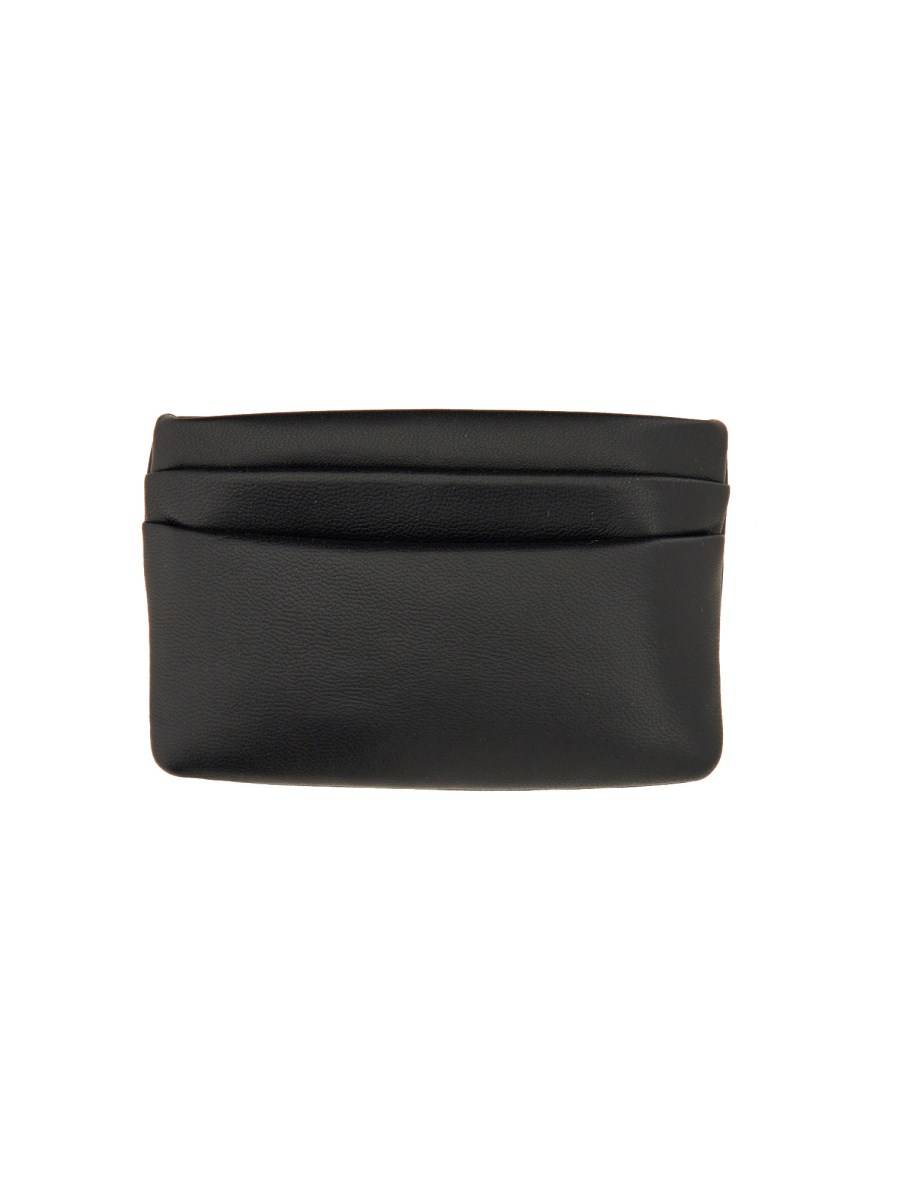 SAINT LAURENT PORTA CARTE IN PELLE IMBOTTITA CON LOGO