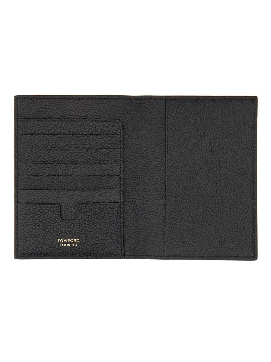 TOM FORD PORTA PASSAPORTO IN PELLE MARTELLATA CON LOGO