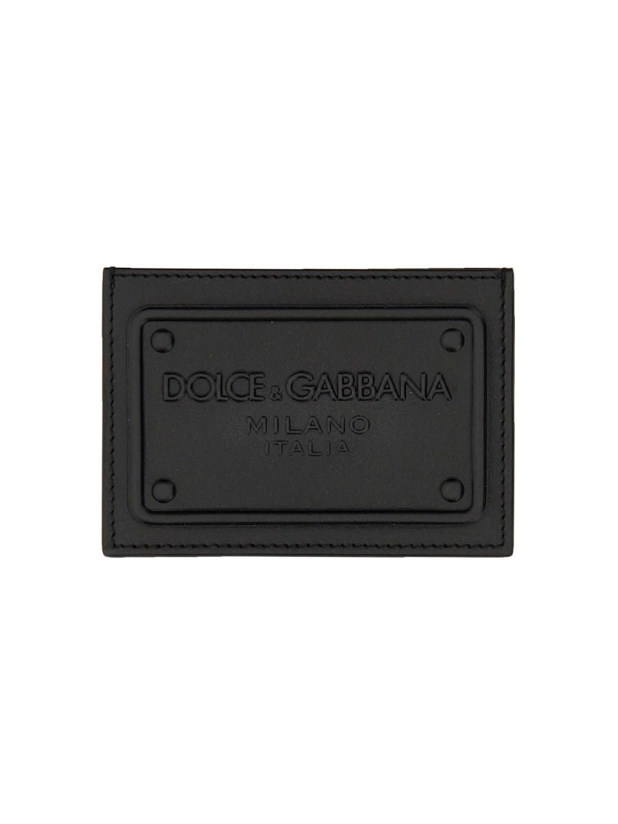 DOLCE & GABBANA PORTACARTE IN PELLE CON LOGO IN RILIEVO