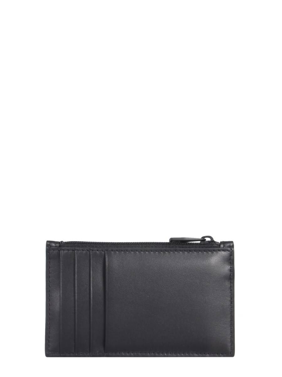 ALEXANDER McQUEEN PORTACARTE IN PELLE CON ZIP E LOGO GRAFFITI