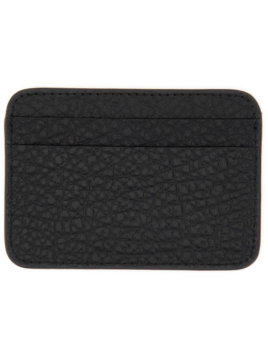 ACNE STUDIOS PORTACARTE IN PELLE MARTELLATA CON LOGO