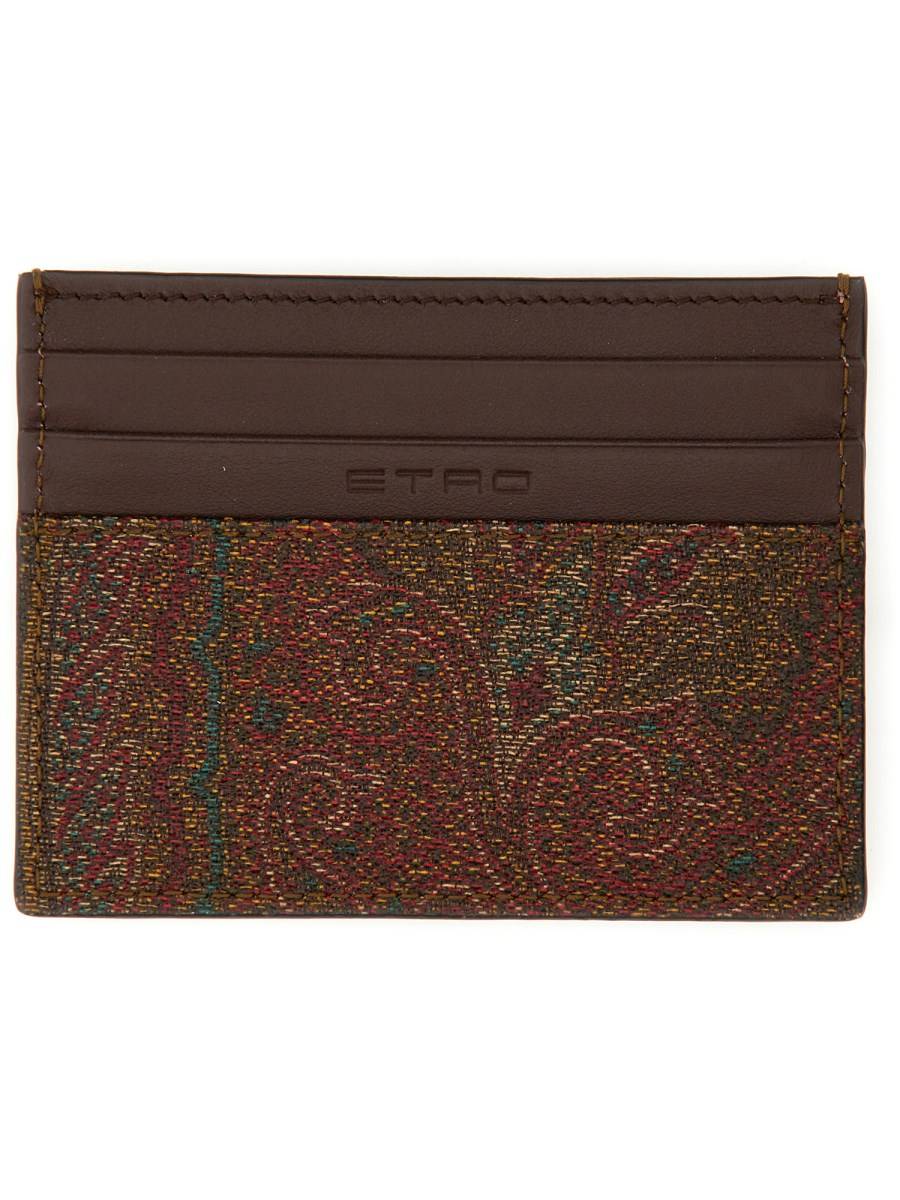ETRO PORTACARTE IN TELA SPALMATA CON STAMPA PAISLEY
