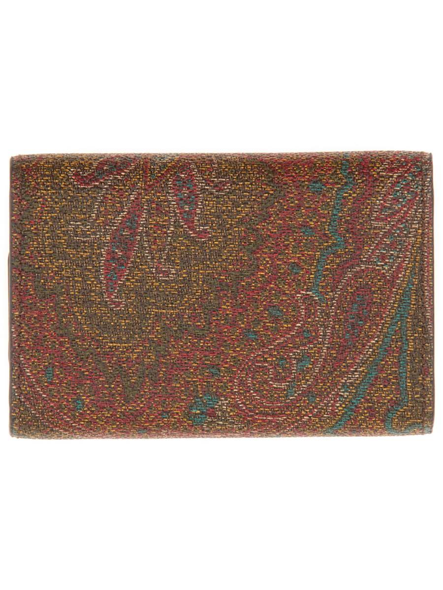 ETRO PORTACHIAVI IN PELLE CON MICRO PAISLEY E PEGASO