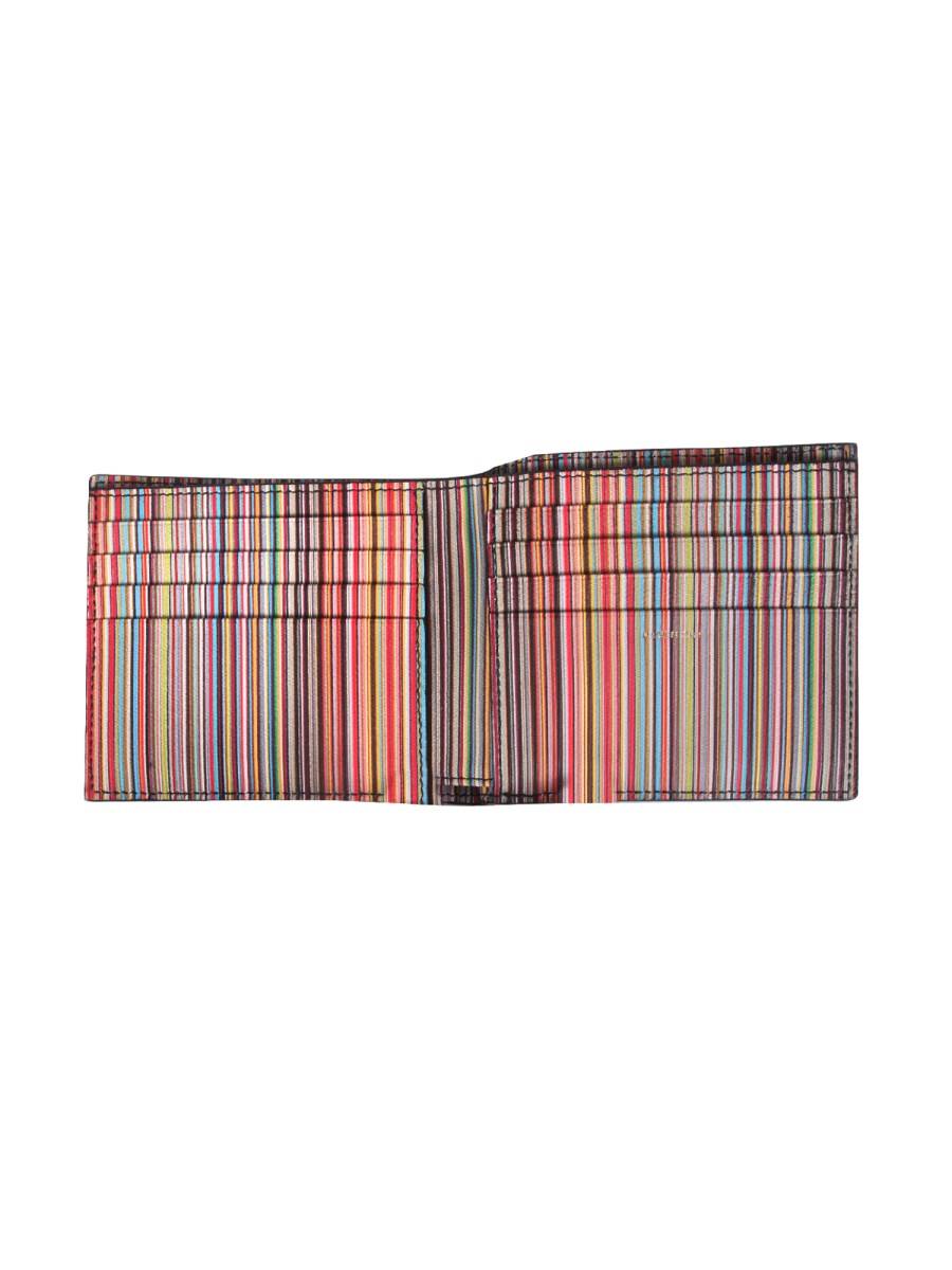 PAUL SMITH PORTAFOGLIO BIFOLD IN PELLE CON INTERNO A RIGHE