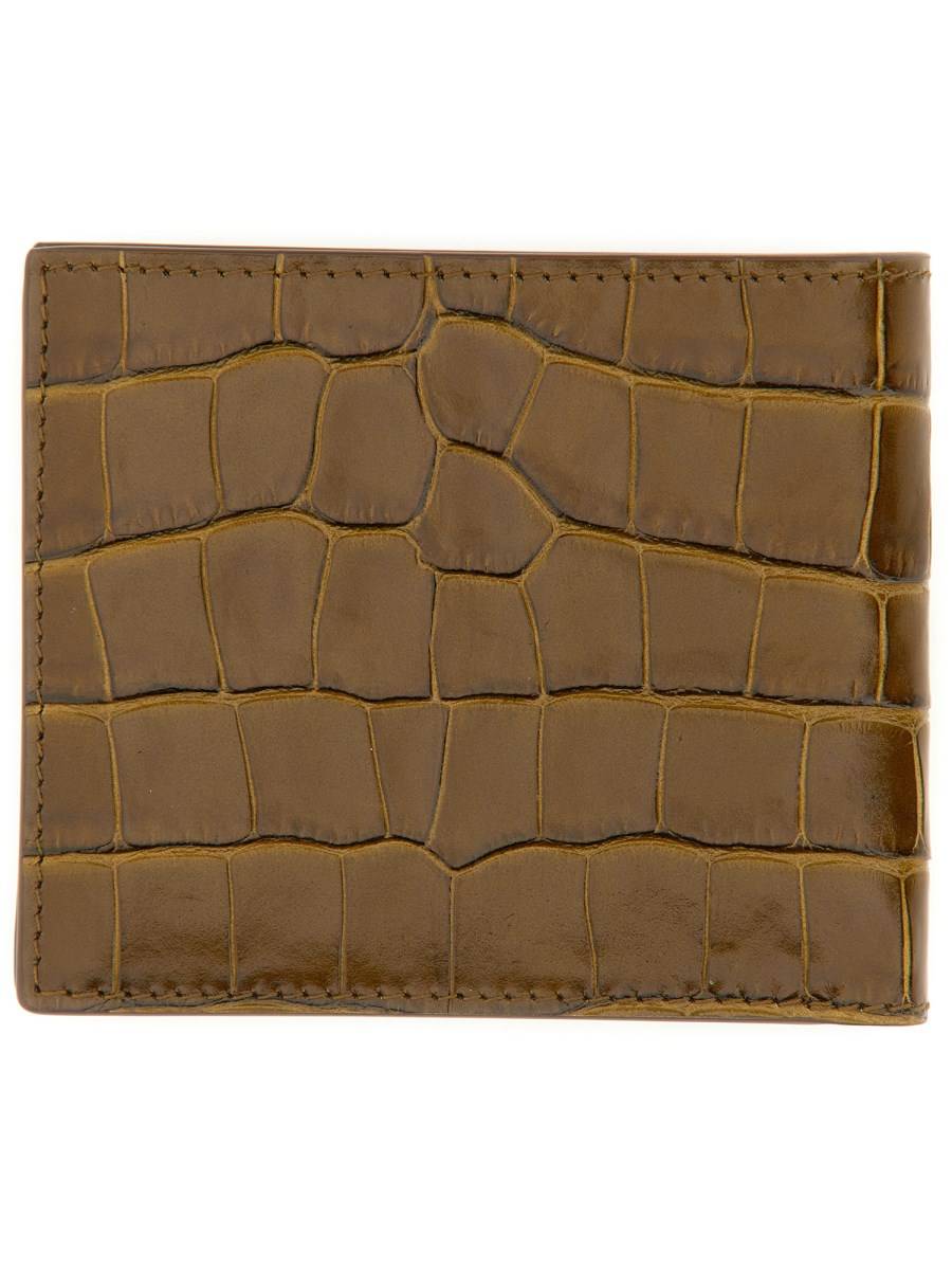 TOM FORD PORTAFOGLIO BIFOLD T LINE IN PELLE CON STAMPA COCCO