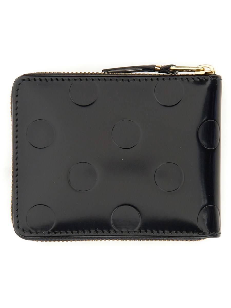 COMME DES GARCONS WALLET PORTAFOGLIO IN PELLE CON ZIP E POIS IN RILIEVO