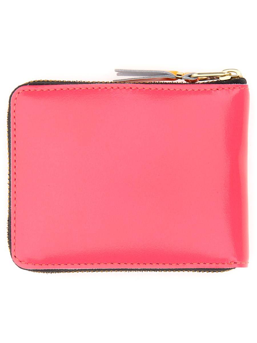 COMME DES GARCONS WALLET PORTAFOGLIO IN PELLE SUPER FLUO CON ZIP