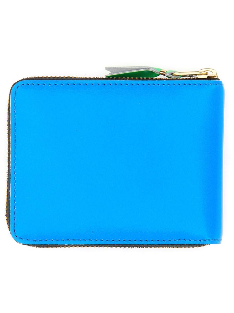COMME DES GARCONS WALLET PORTAFOGLIO IN PELLE SUPER FLUO CON ZIP